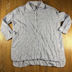 P Cill Shirt Womens Large Blue White Striped Tunic Top Long Sleeve Lightweight